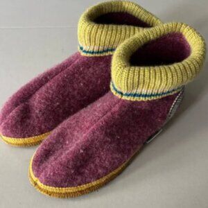 Wesenjak Wool Felt Slippers in Purple and Yellow Australian Size 43.Us Size 11